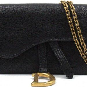 Dior Saddle Pouch Shoulder Bag S5654Cceh 900 Leather Black New Women Ghw